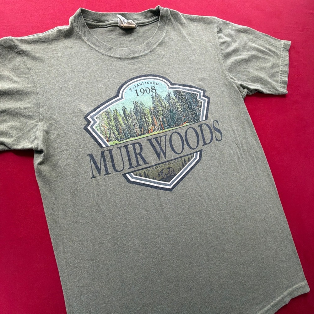 Eco Mountain Muir Woods National Monument Graphic T-Shirt Mens Medium Green